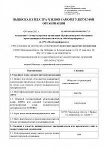 Выписка из реестра членов саморегулируемой организации